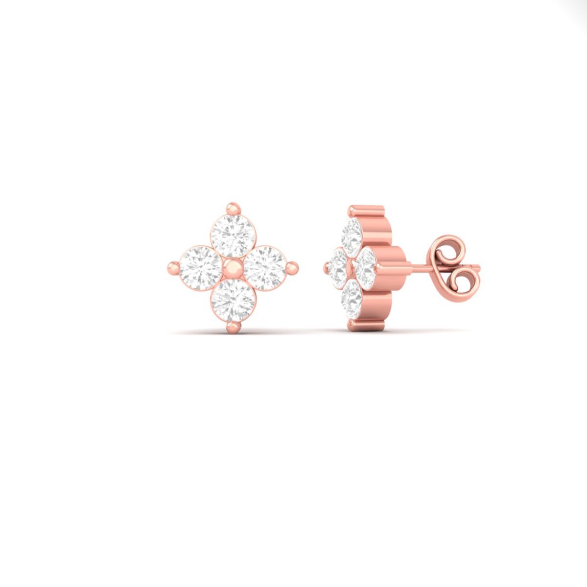 Floral Diamond Stud Ea...