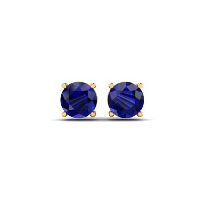 Blue Sapphire Stud Earrings for Women, Round Cut 4-Prong Gemstone Studs, Handmade September Birthstone Earrings, Dainty Gold Earrings Gift
