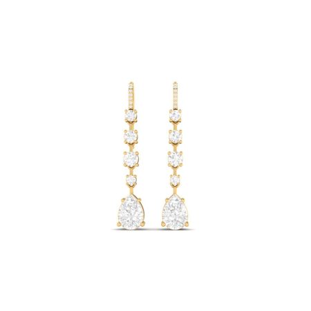 Long Teardrop Diamond Dangle Earrings, Elegant Multi Stone Drop Earrings for Women, Handmade Gold Wedding Jewelry, Gift for Her