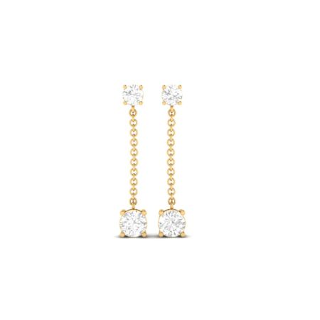 Minimalist Diamond Chain Drop Earrings, Dainty Dangling Gold Earrings, Handmade Bridal Jewelry, Gift for Women