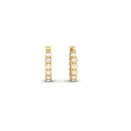 Moissanite Eternity Hoop Earrings, Gold Plated Full Circle Hoop Earrings, Dainty Moissanite Huggie Earrings, Round Cut Diamond Hoops Gift