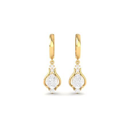 Pear Cut Moissanite Drop Earrings, Dainty Floral Dangle Earrings, 14K Gold Plated, Handmade Wedding Jewelry Gift