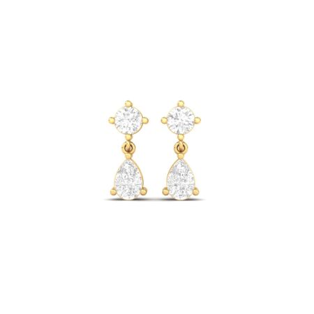 Pear Drop Diamond Dangle Earrings, Two Stone Teardrop Earrings for Women, Handmade Gold Drop Studs, Elegant Wedding Jewelry Gift