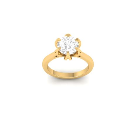 Round Solitaire Moissanite Engagement Ring, Classic 6 Prong Gold Ring for Her, Handmade Proposal Ring, Minimalist Bridal Jewelry Gift