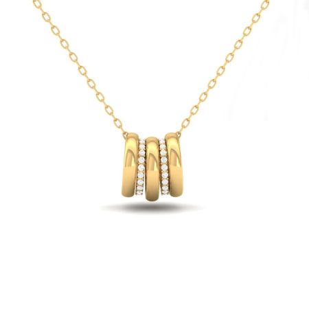 Triple Ring Pendant Necklace, Gold Pavé Ring Necklace, Modern Layered Circle Charm Necklace, Handmade Gift for Women, Elegant Jewelry