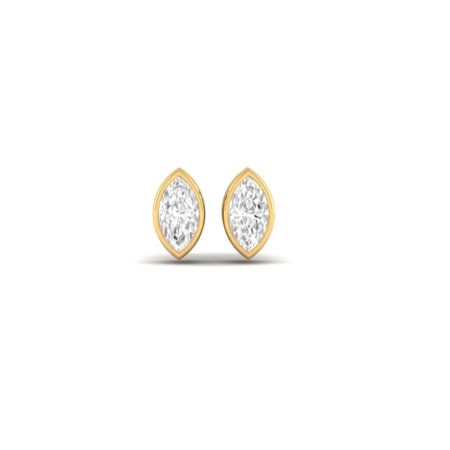 Marquise Cut Moissanite Stud Earrings, Bezel Set Solitaire Earrings, 18K Gold Over Sterling Silver, Dainty Elegant Earrings for Her