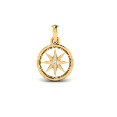 1) 0.013CT Moissanite Starbrust Circle Pendant In 18kt Gold Over Sterling Silver