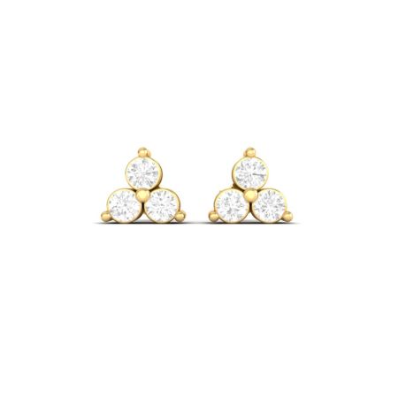 Dainty Three Stone Triangle Moissanite Diamond Stud Earrings Sterling Silver
