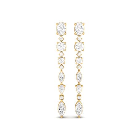Multi Shape Moissanite Diamond Long Drop Earrings 18K Gold Over Sterling Silver