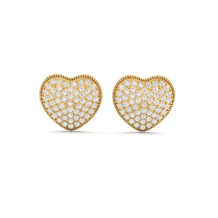 Moissanite Heart Stud Earrings, 18KT Gold Over Sterling Silver, Pave Set Dainty Earrings, Handmade Gift Jewelry for Her